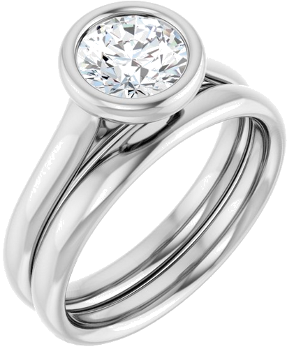 Sužadėtuvių Žiedas „Bezel-Set Solitaire“ 585 Baltojo Aukso Round 6.5mm (6)