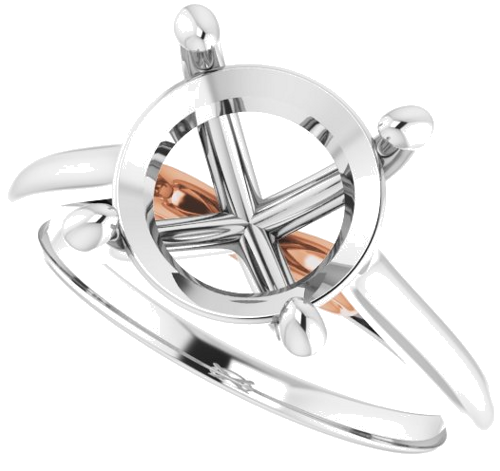 14K White   Rose  10 mm Round Solitaire Engagement Ring Mounting (5)