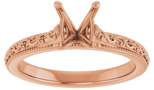 Sužadėtuvių Žiedas „Solitaire“ 585 Rožinis Aukso Oval 8mm x 6mm (3)