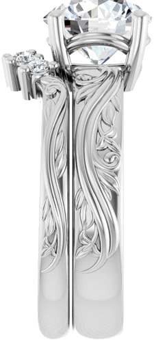 Sužadėtuvių Žiedas „Solitaire Sculptural“ 14k white gold Round 8.2mm (9)