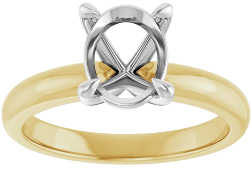 14K Yellow White 9x7 mm Oval Solitaire Engagement Ring Mounting (3)