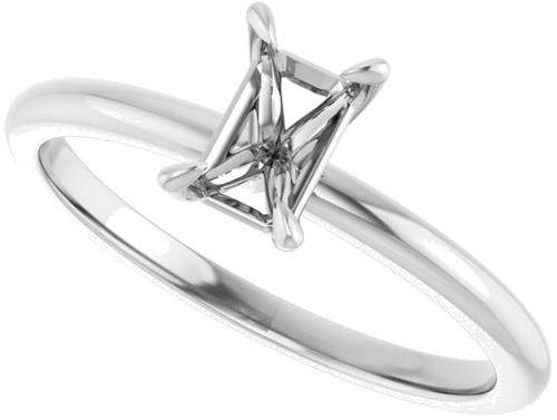 10K White  6x4 mm Emerald Solitaire Engagement Ring Mounting (5)