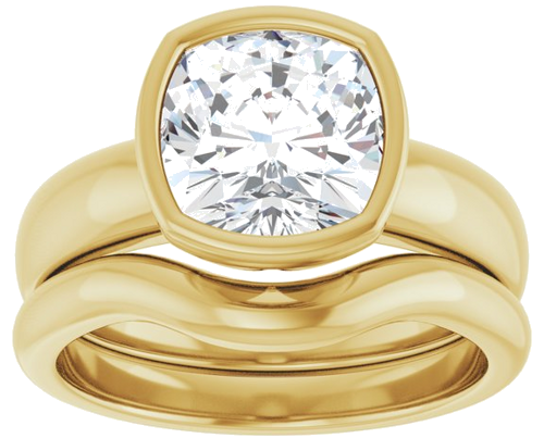 Sužadėtuvių Žiedas „Bezel-Set Solitaire“ 14k yellow gold Cushion 8mm (8)