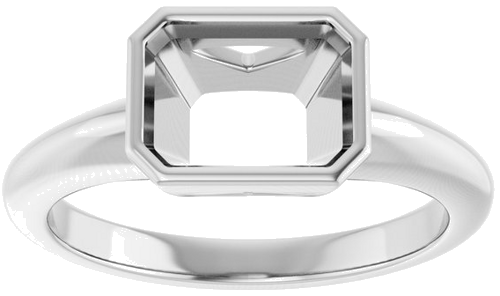 Sužadėtuvių Žiedas „Bezel-Set Solitaire“ 14k white gold Emerald 8mm x 6mm (3)