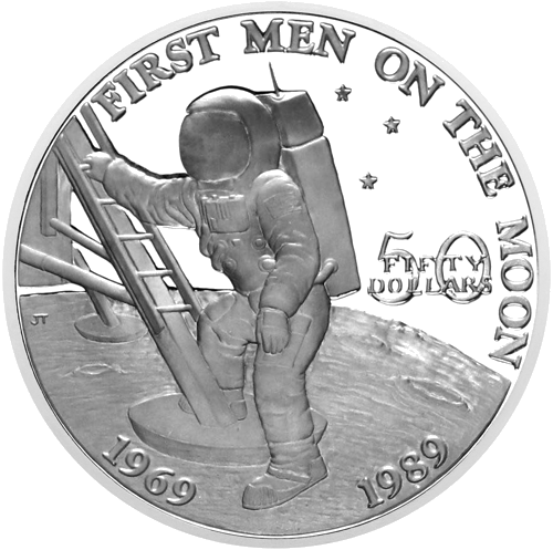 1 oz First Men on the Moon Maršalo Salos 1989 sidabrinė moneta (1)