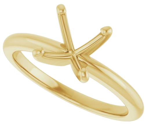 14K Yellow  7x7 mm Cushion Solitaire Engagement Ring Mounting (5)