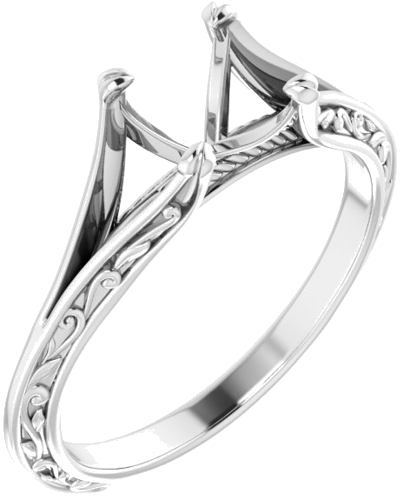 14K White 5 mm Square Engagement Ring Mounting (1)