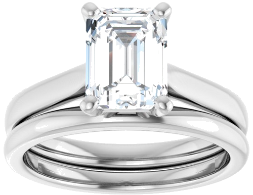 14K White 8x6 mm Emerald Engagement Ring Mounting (8)