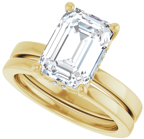 Sužadėtuvių Žiedas „Hidden Halo-Style“ 14k yellow gold Emerald 10mm x 7mm (10)