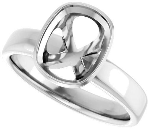 Sužadėtuvių Žiedas „Bezel-Set Solitaire“ 14k white gold Elongated Cushion 9mm x 7mm (5)