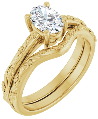 14K Yellow 7x5 mm Oval Solitaire Engagement Ring Mounting (6)