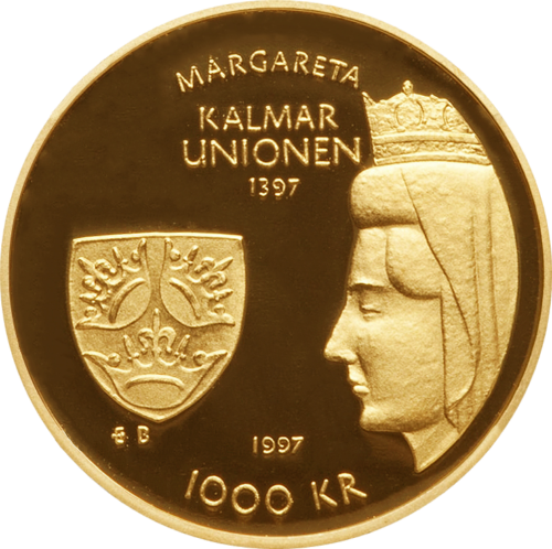 1997 Швеция Златна монета от 1000 крони Карл XVI Густав (2)