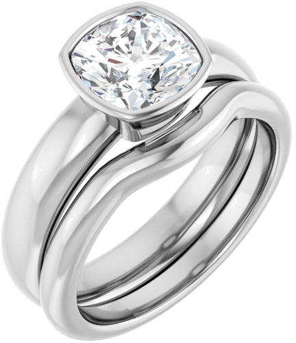 Sužadėtuvių Žiedas „Bezel-Set Solitaire“ 14k white gold Cushion 7mm (6)