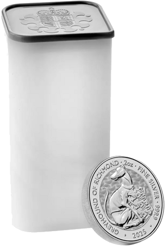 2025 Великобритания Королевские Тюдорские Звери: Ричмондская гончая 2 oz серебряная монета (6)