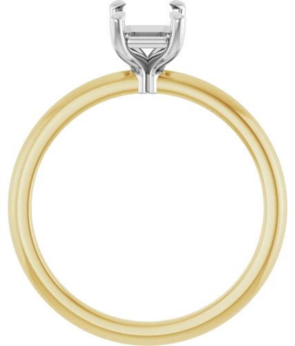 14K Yellow White 7x5 mm Emerald Solitaire Engagement Ring Mounting (2)
