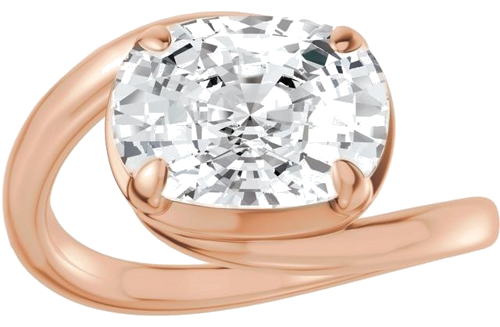 Sužadėtuvių Žiedas „Claw-Prong Solitaire Bypass“ 14k rose gold Elongated Cushion 9mm x 7mm (3)
