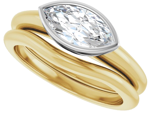 Sužadėtuvių Žiedas „Bezel-Set Solitaire“ 14k yellow/white gold Marquise 10mm x 5mm (10)