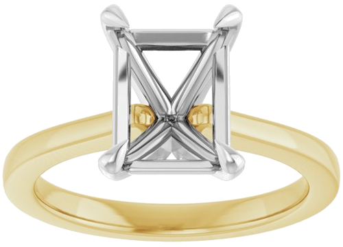 Sužadėtuvių Žiedas „Claw-Prong“ 14k yellow/white gold Emerald 9mm x 7mm (3)