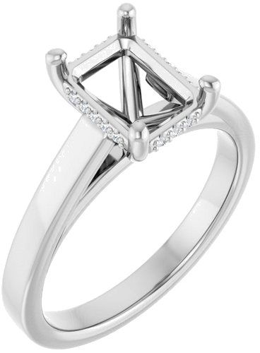 Sužadėtuvių Žiedas „Hidden Halo-Style“ 14k white gold Emerald 8mm x 6mm (1)