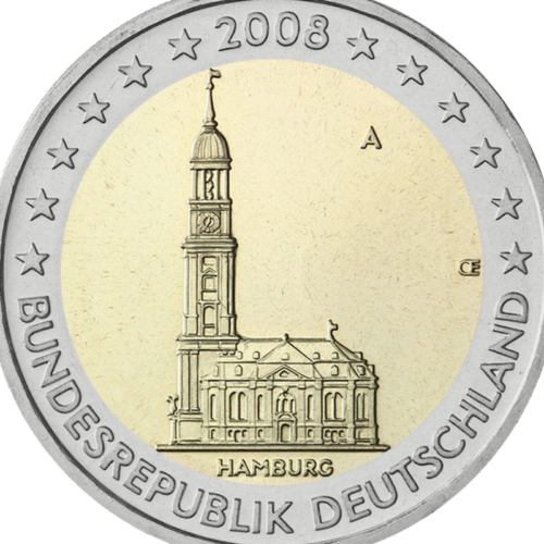 2008 Vokietija Hamburgo federacinė žemė 2 eurų monetos (2)