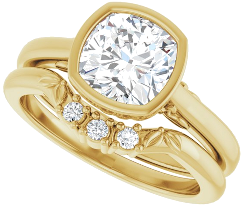 Sužadėtuvių Žiedas „Bezel-Set“ 14k yellow gold Cushion 7mm (10)