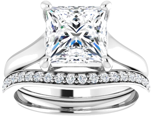 14K White 7.5 mm Square Solitaire Engagement Ring Mounting (8)