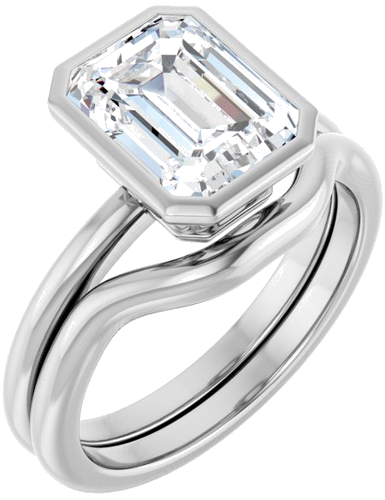 Sužadėtuvių Žiedas „Bezel-Set“ 10k white gold Emerald 9mm x 7mm (6)