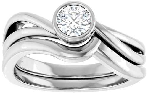 Sužadėtuvių Žiedas „Bezel-Set“ 14k white gold Round 4.4mm (8)