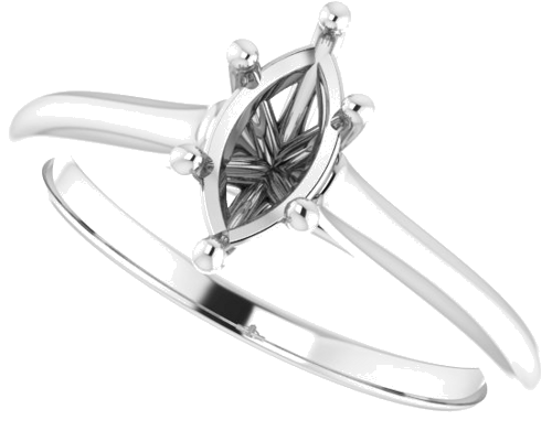 14K White 8x4 mm Marquise Solitaire Engagement Ring Mounting (5)