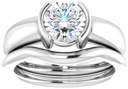 14K White 7 mm Round Half Bezel Solitaire Engagement Ring Mounting (8)