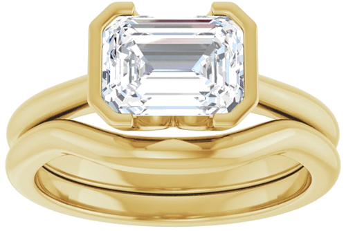 Sužadėtuvių Žiedas „Half-Bezel Solitaire“ 10k yellow gold Emerald 8mm x 6mm (8)
