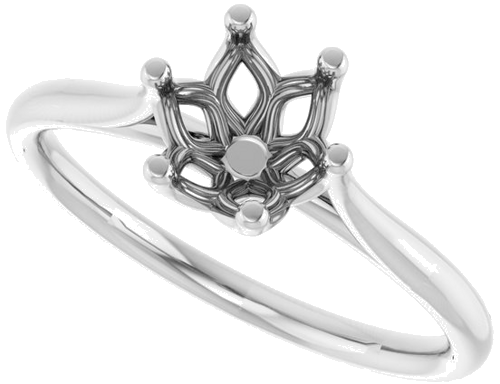 14K White 6 mm Cushion Engagement Ring Mounting (5)