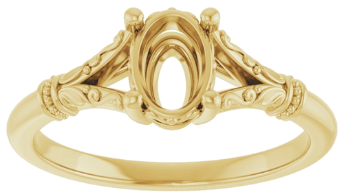 Sužadėtuvių Žiedas „Split Shank“ 585 Geltonojo Aukso Oval 7mm x 5mm (3)