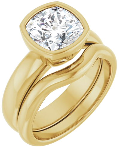 Sužadėtuvių Žiedas „Bezel-Set Solitaire“ 14k yellow gold Cushion 8mm (6)