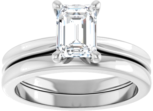 Sužadėtuvių Žiedas 14k white gold Emerald 7mm x 5mm (8)
