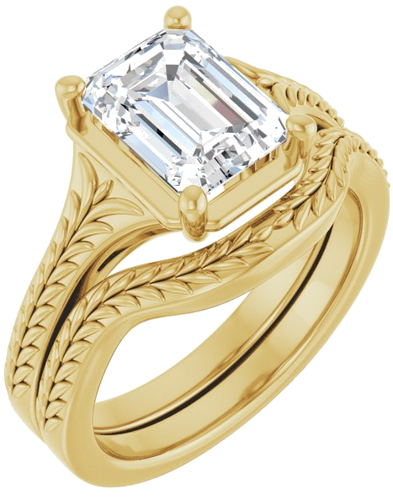 Sužadėtuvių Žiedas „Solitaire“ 14k yellow gold Emerald 8.5mm x 6.5mm (6)