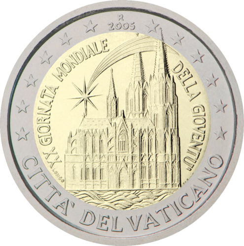 2005 Vatikanas 20-oji Pasaulio jaunimo diena 2 eurų moneta (1)