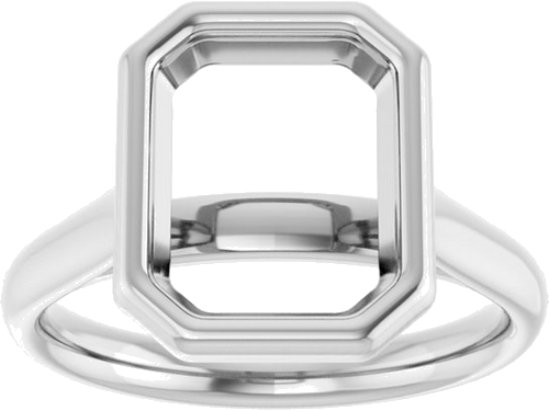 14K White  10x8 mm Emerald Solitaire Engagement Ring Mounting (3)