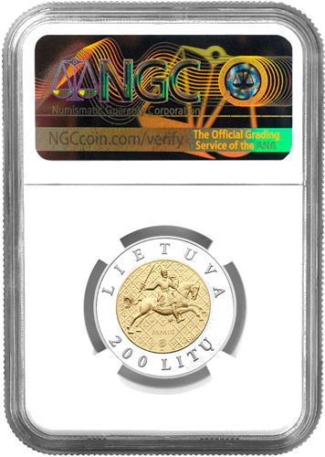 2003 Mindaugo karūnavimui 750 metų Lietuva 200 litų auksinė moneta NGC PF 68 ULTRA CAMEO (2)