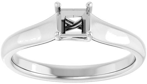 14K White 4 mm Square Solitaire Engagement Ring Mounting (3)