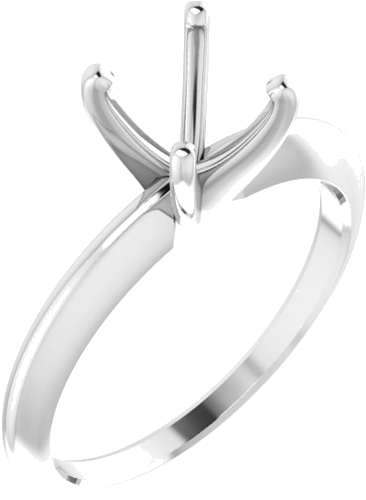 14K White 6.6-7.2 mm Round 4-Prong Comfort-fit Solitaire Ring Mounting (1)
