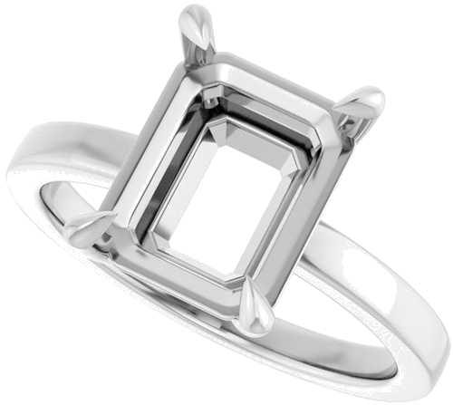Sužadėtuvių Žiedas „Claw-Prong Solitaire“ 14k white gold Emerald 10mm x 8mm (5)