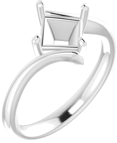 Sužadėtuvių Žiedas „Solitaire Bypass“ 14k white gold Square 6mm (1)