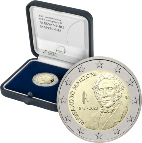 2023 Italija Alessandro Manzoni 2 eurų PROOF moneta dėžutėje (1)