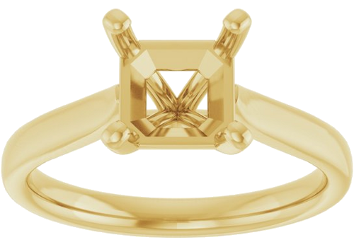 14K Yellow 7 mm Asscher Engagement Ring Mounting (3)