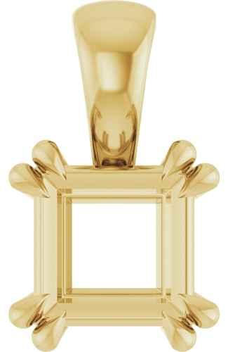Pakabukas „Double Claw-Prong Solitaire“ 14k yellow gold Square 6mm (1)