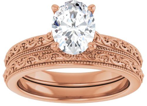 Sužadėtuvių Žiedas „Solitaire“ 585 Rožinis Aukso Oval 8mm x 6mm (8)