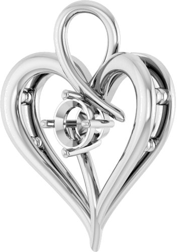 Pakabukas „Heart“ 14k white gold Round 4.8mm (2)