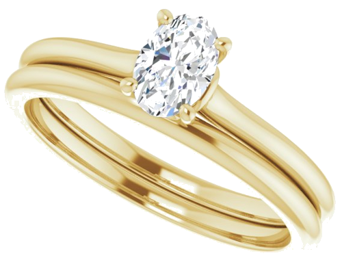 Sužadėtuvių Žiedas „Solitaire“ 585 Geltonojo Aukso Oval 6mm x 4mm (10)