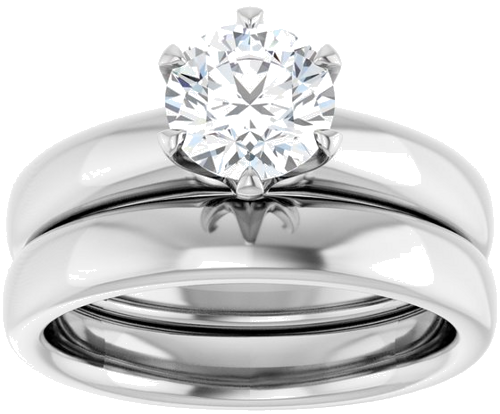 14K White 6.5 mm Round Engagement Ring Mounting (8)